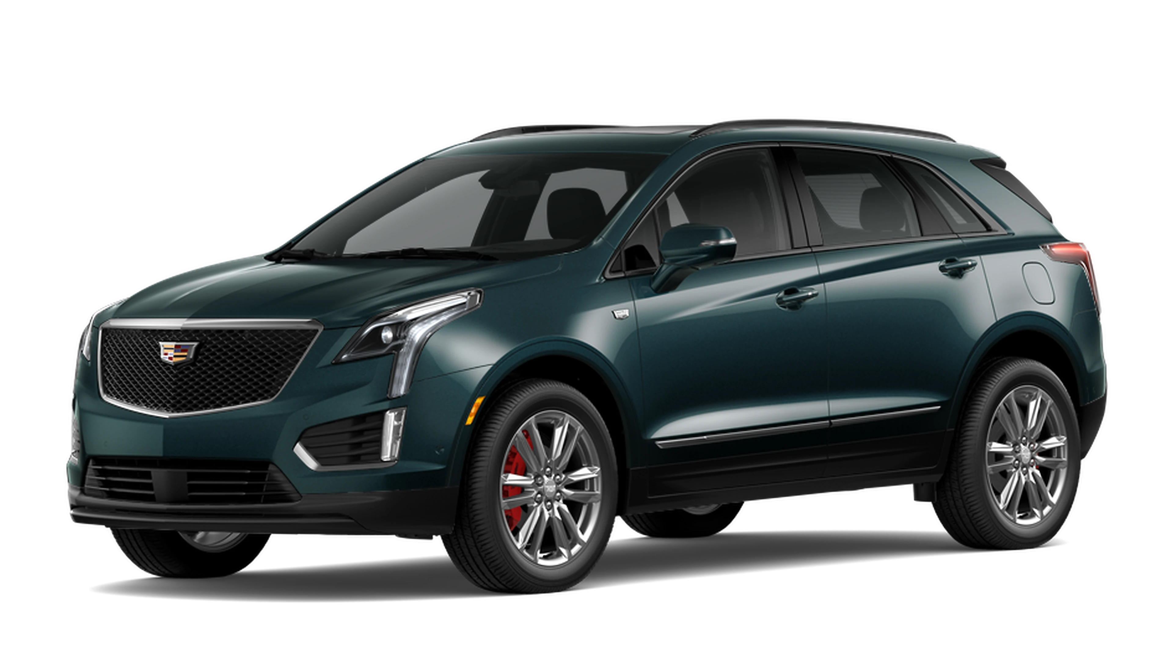 Cadillac XT5 in metallic red, front three-quarter view